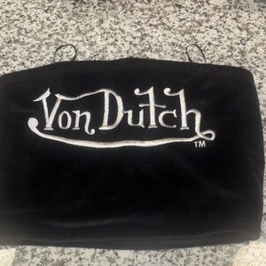 Von Dutch Black and White Logo Tube Top #velvet texture